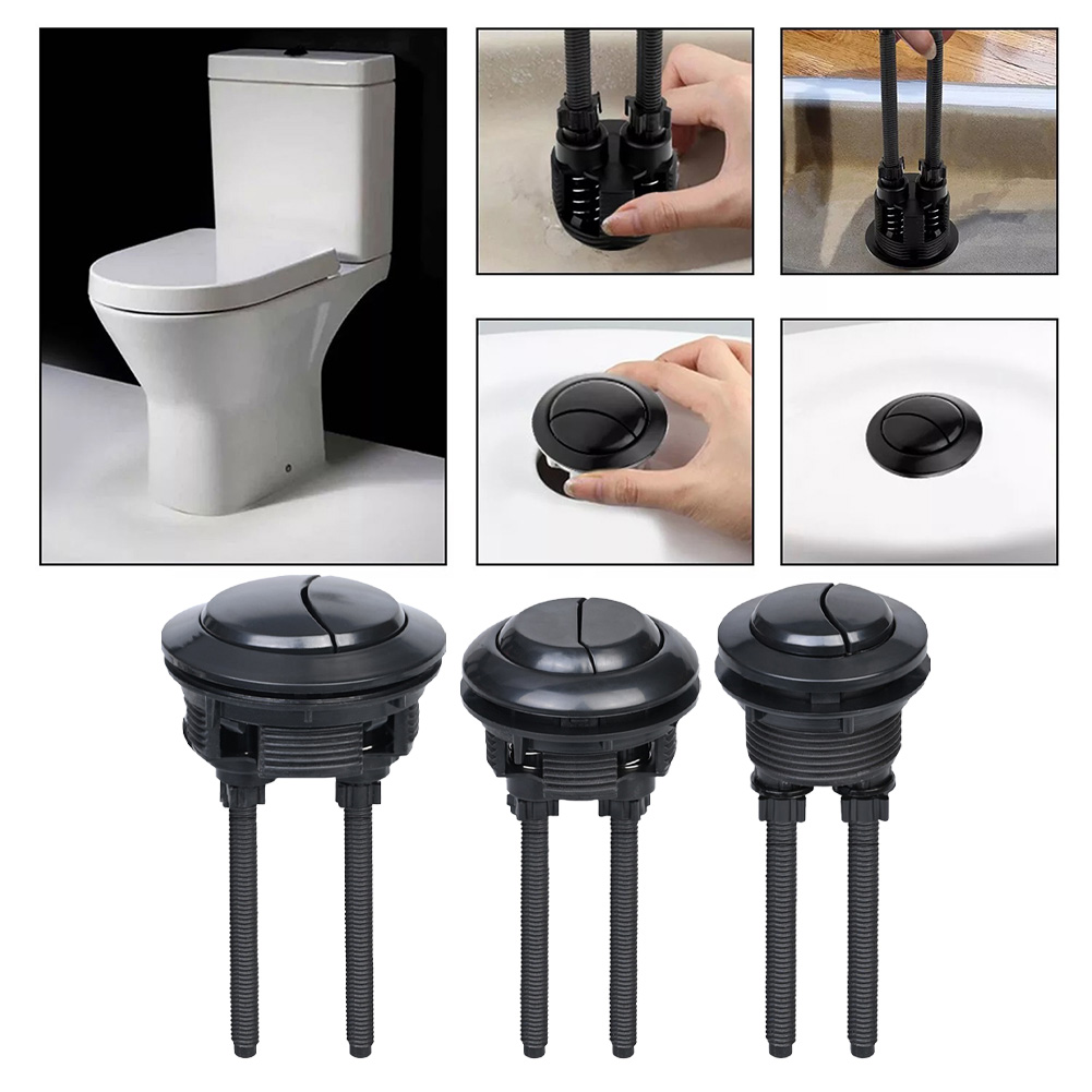 Toilet Fill Valve - Siyah tuvalet sifon düğmesi 38mm çift